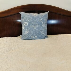 IKEA Ellen Light Blue Pillow Cover with White Floral Print